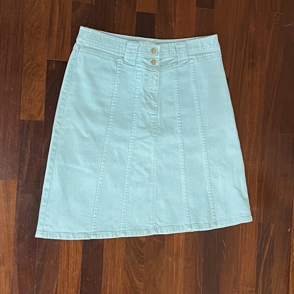 Christopher & Banks Green Mini Denim Jean Skirt Size 8 Women’s